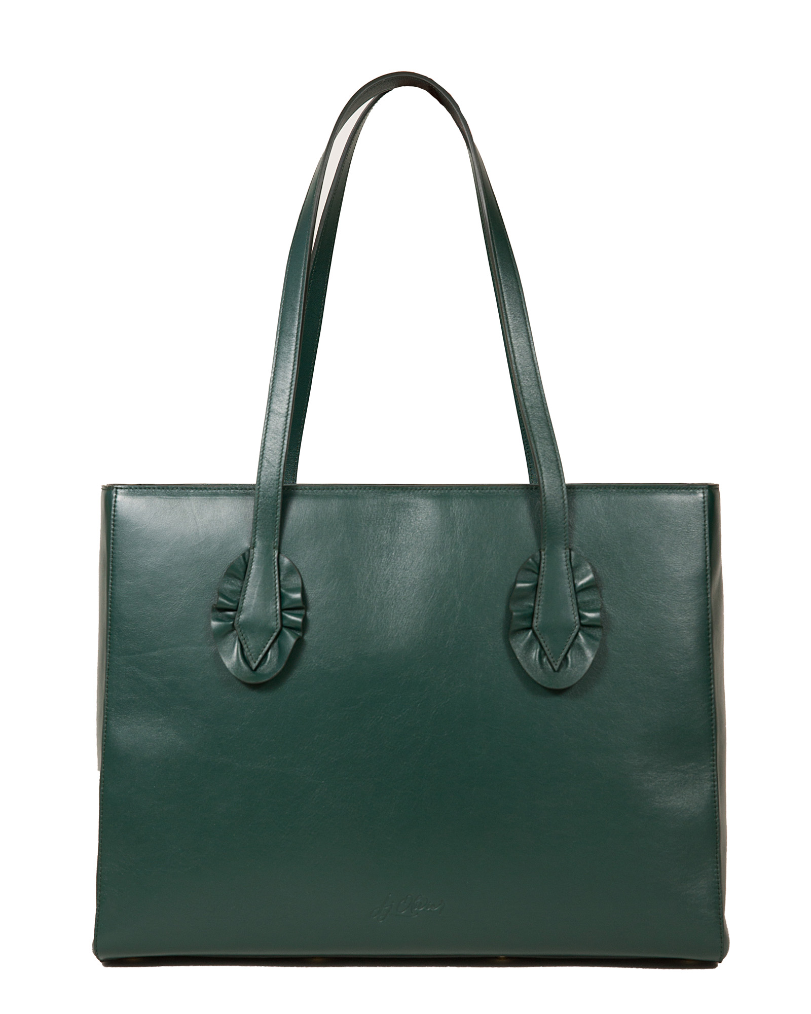 JJ Olivier Italian leather tote in green.