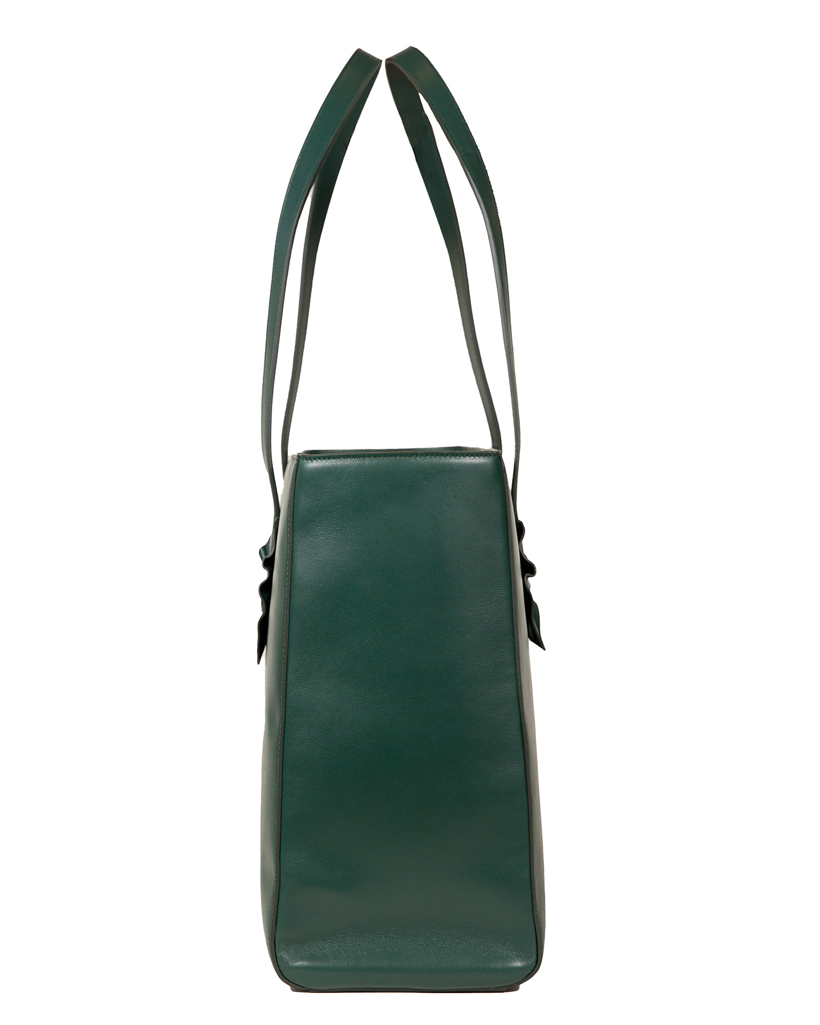 JJ Olivier Italian leather tote in green.